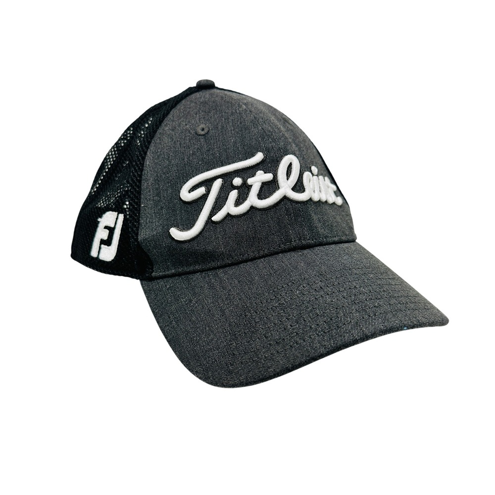 Titleist Mens Pro V1 FJ Mesh Trucker Snapback Hat Charcoal Black Golf Cap